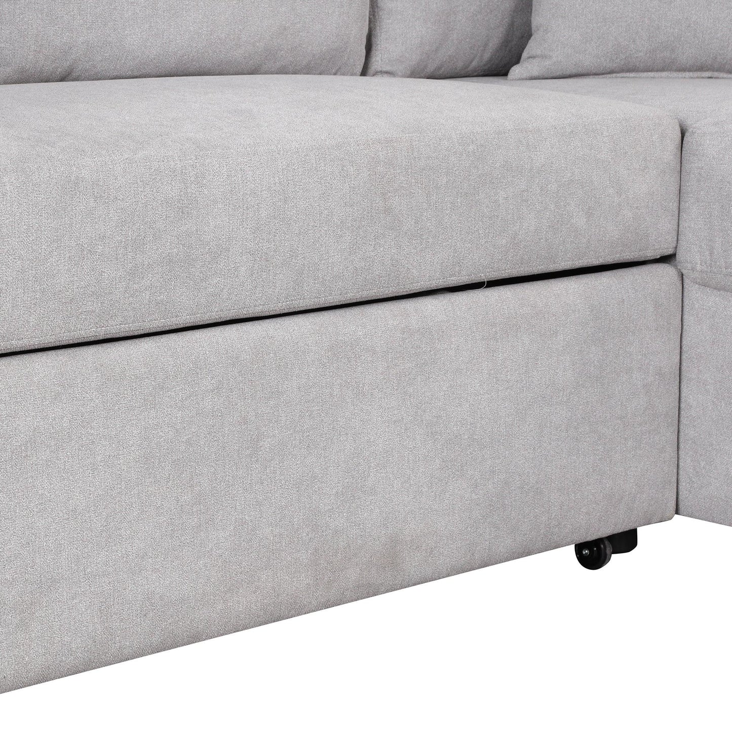 87.4"Sectional Sleeper Sofa with USB Charging Port and Plug Outlet Pull-Out Sofa Bed with 3 Pillows Grey - FurniFindUSA