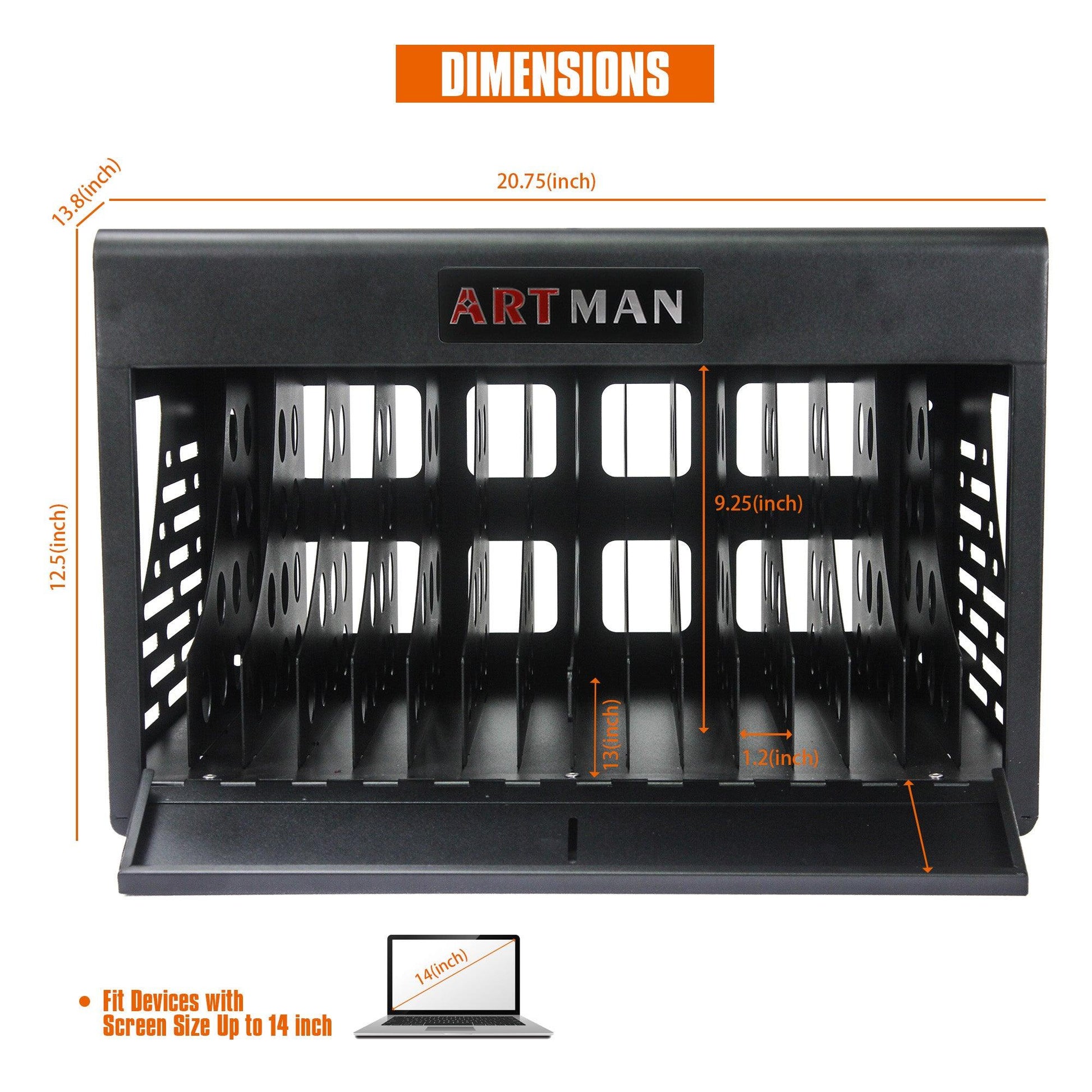 16 Bay Charging Cabinet for Laptop Chromebook Locking Charging Station-BLACK - FurniFindUSA