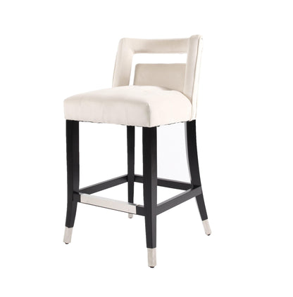 Suede Velvet Barstool with nailheads Dining Room Chair 2 pcs Set - 26 inch Seater height - FurniFindUSA