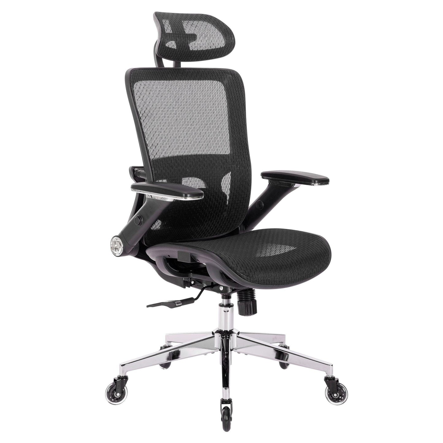 BLACK Ergonomic Mesh Office Chair High Back - Adjustable Headrest with Flip-Up Arms - FurniFindUSA