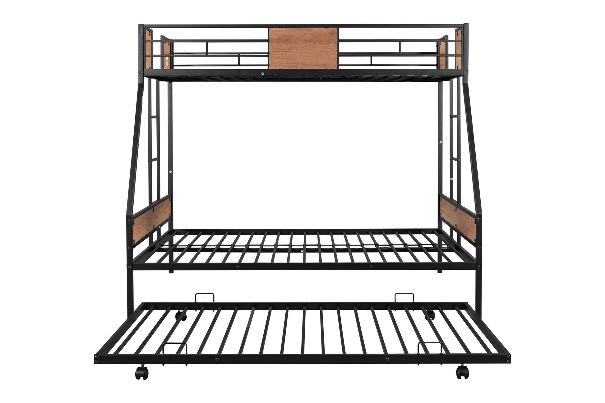 Metal Twin over Full Bunk Bed with Trundle/ Heavy-duty Sturdy Metal - FurniFindUSA