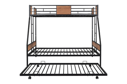 Metal Twin over Full Bunk Bed with Trundle/ Heavy-duty Sturdy Metal - FurniFindUSA