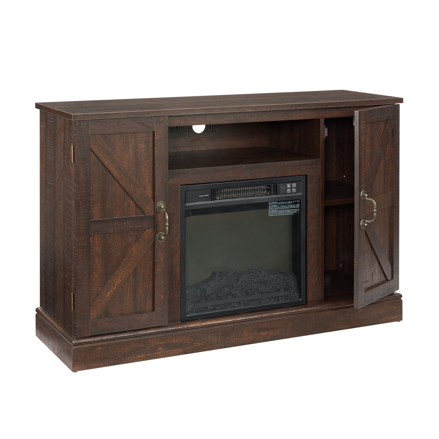 Farmhouse Classic Media TV Stand Antique Entertainment Console for TV up to 50" with 18" Electric Fireplace Insert