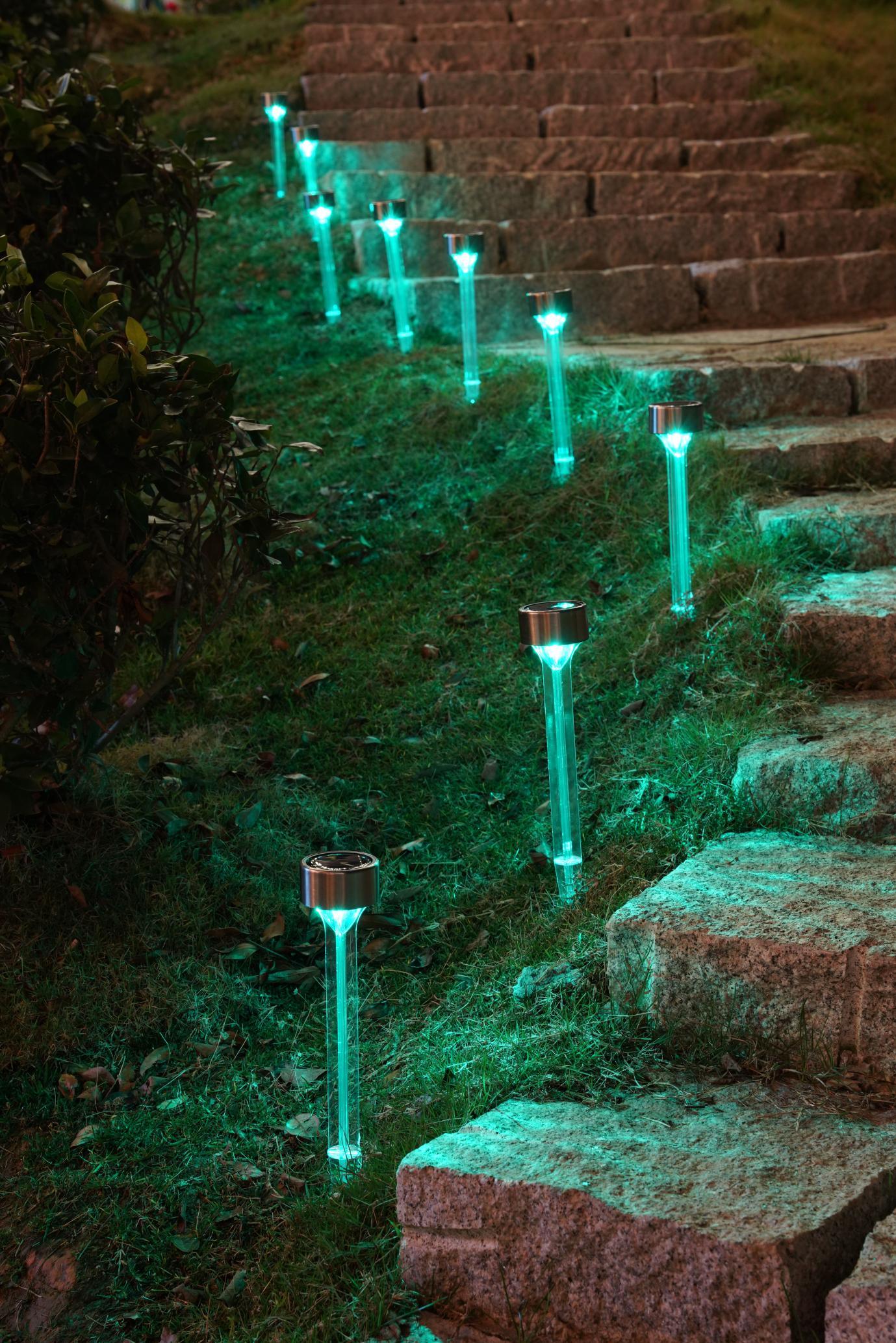 Solar Landscape Lights Transparent Decorative Waterproof, 10 Pack Solar Powered Pathway Lights - FurniFindUSA