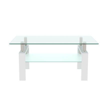 White Coffee Table Clear Coffee Table Modern Side Center Tables for Living Room Living Room Furniture - FurniFindUSA