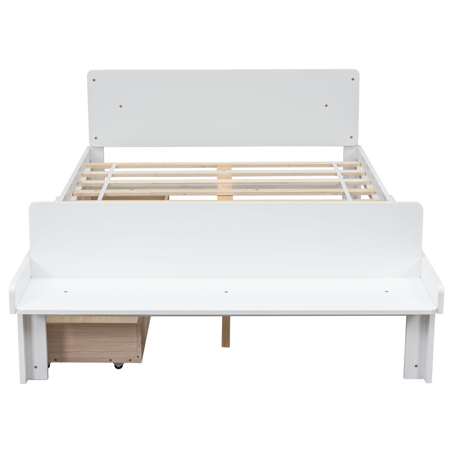 Full Bed with Footboard Bench 2 drawers White - FurniFindUSA