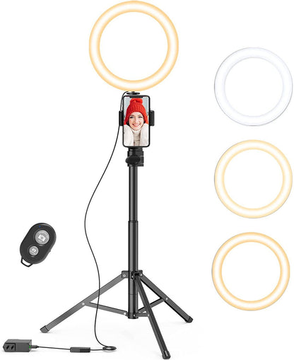 9 inch Ring Light with Stand and Phone Holder, 50" Tripod with Remote - FurniFindUSA