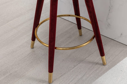 COOLMORE Counter Height Bar Stools Set of 2 for Kitchen Counter Solid Wood Legs with a fixed height of 360 degrees Claret Red - FurniFindUSA