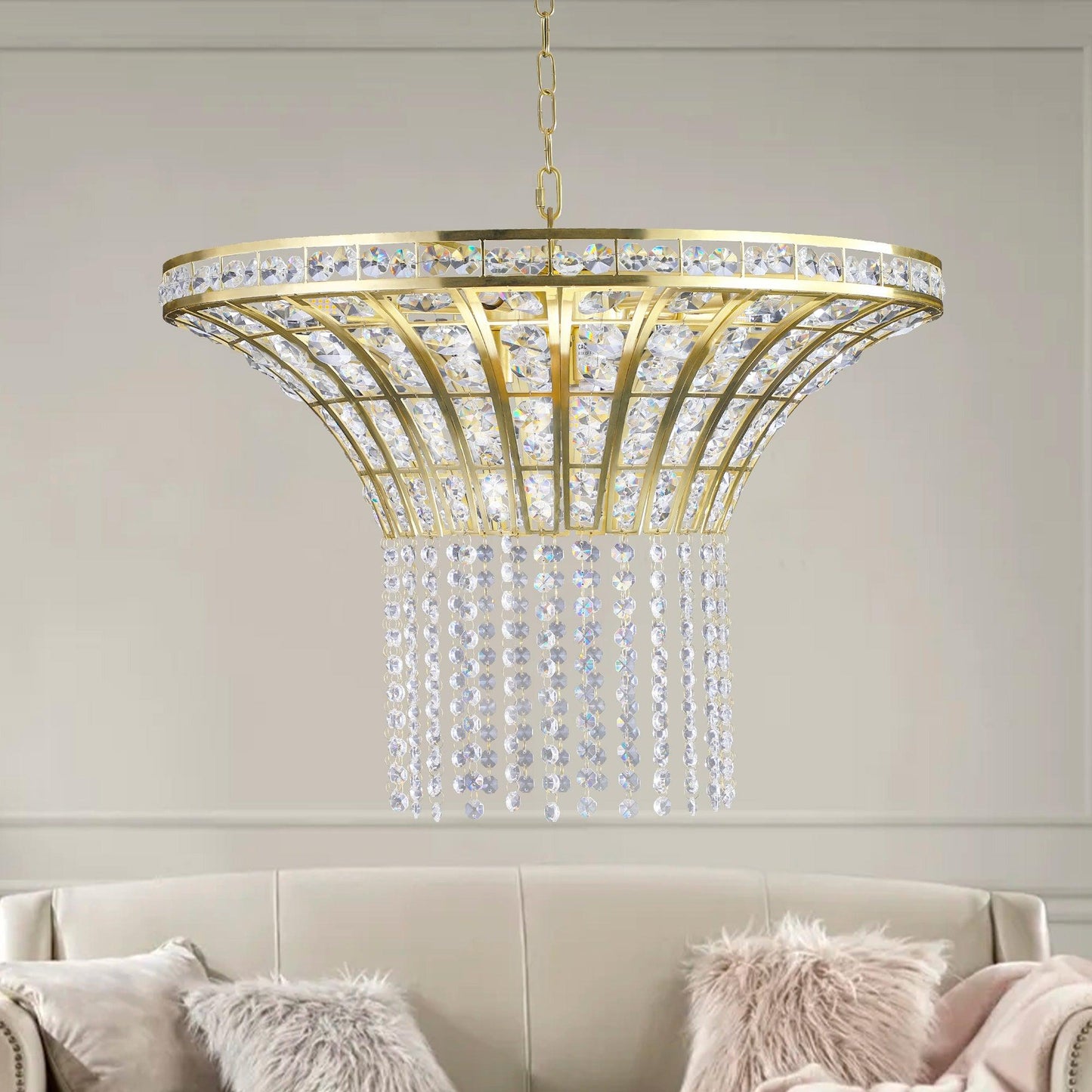 8-Light 23.6" Wide Crystal Waterfall Chandelier - FurniFindUSA