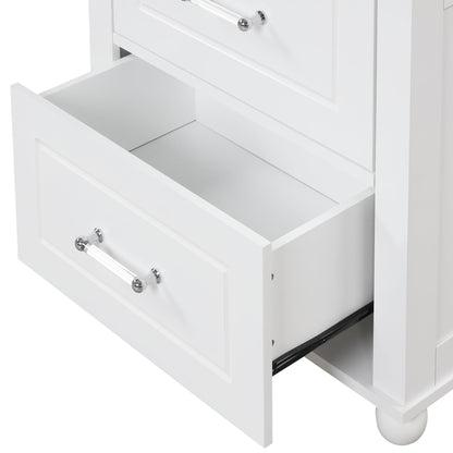 Tall bathroom storage cabinet with two drawers and adjustable shelves for independent storage - FurniFindUSA