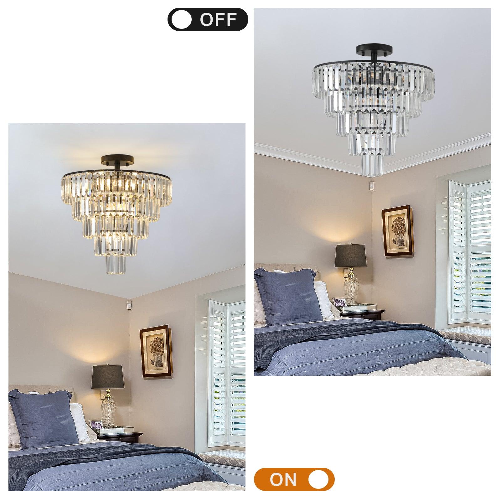 Black large crystal chandelier, modern style chandelier, dining room, living room, bedroom - FurniFindUSA