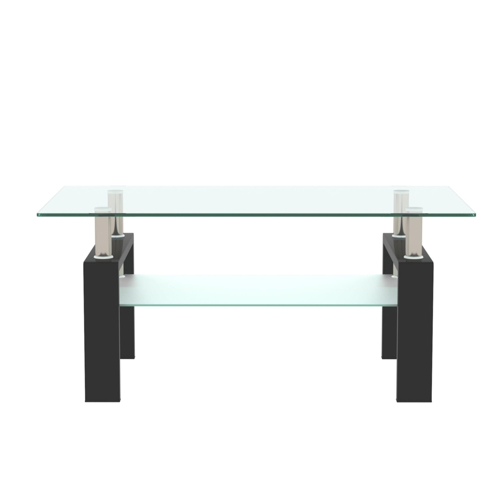 Rectangle Black Glass Coffee Table Clear Coffee Table Modern Side Center Tables for Living Room Living Room Furniture - FurniFindUSA