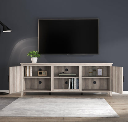 TV Stand Storage Media Console Entertainment Center With Two Doors Grey Walnut - FurniFindUSA