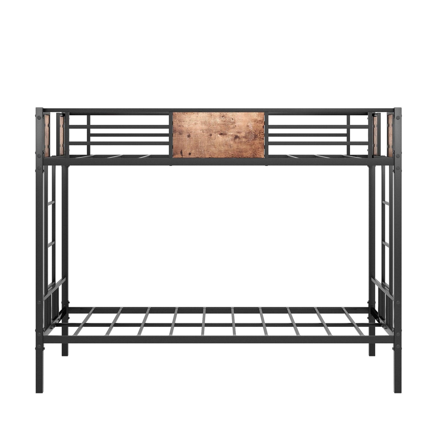 Bunk Bed Twin Over Twin Size Metal Bunk Bed with Ladder and Full-Length Guardrail Metal Bunk Bed Black - FurniFindUSA