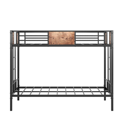 Bunk Bed Twin Over Twin Size Metal Bunk Bed with Ladder and Full-Length Guardrail Metal Bunk Bed Black - FurniFindUSA