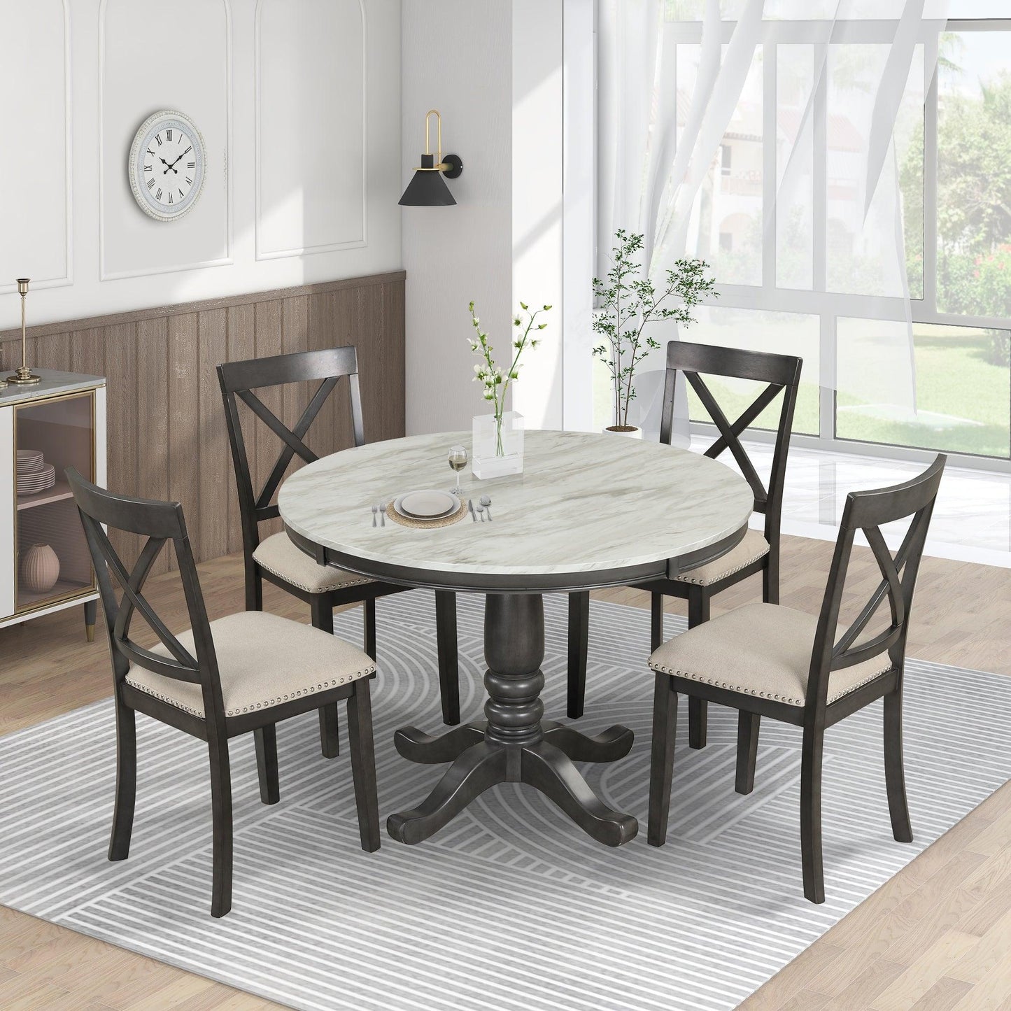 Orisfur 5 Pieces Dining Table and Chairs Set for 4 Persons Kitchen Room Solid Wood Table with 4 Chairs - FurniFindUSA