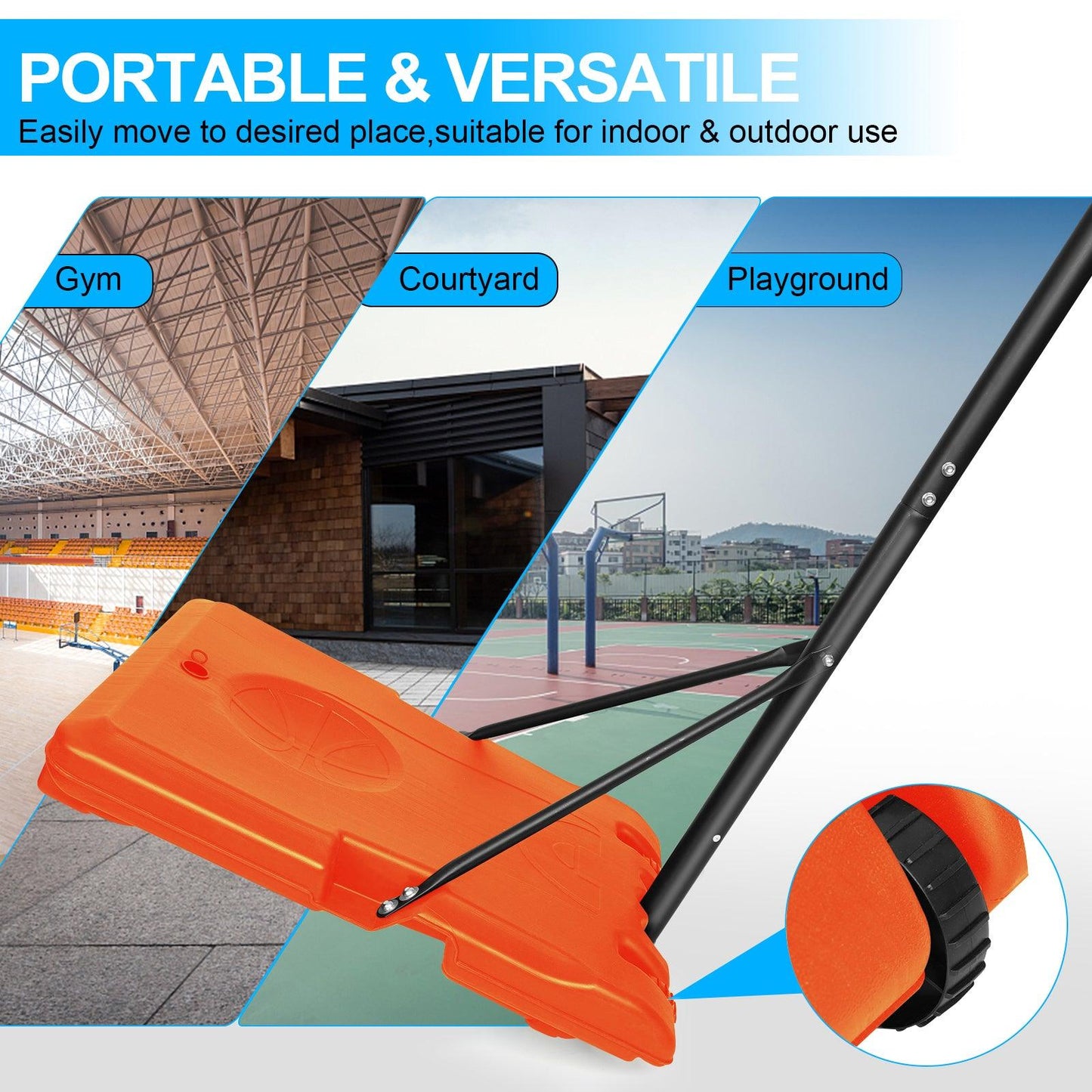 Portable Basketball Goal System with Stable Base and Wheels use for Indoor Outdoor - FurniFindUSA