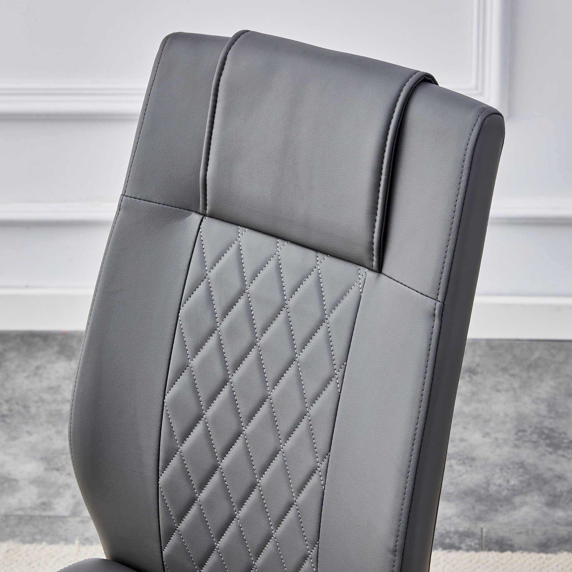 Comes with faux leather cushioned seats living room chairs with metal legs (gray+PU leather) - FurniFindUSA