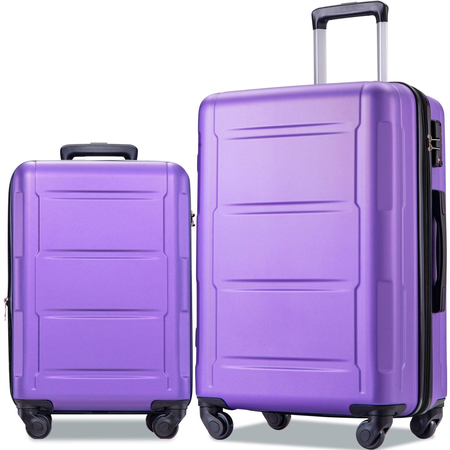 Expanable Spinner Wheel 2 Piece Luggage Set ABS Lightweight Suitcase with TSA Lock 20inch+28inch Purple + Plastic - FurniFindUSA