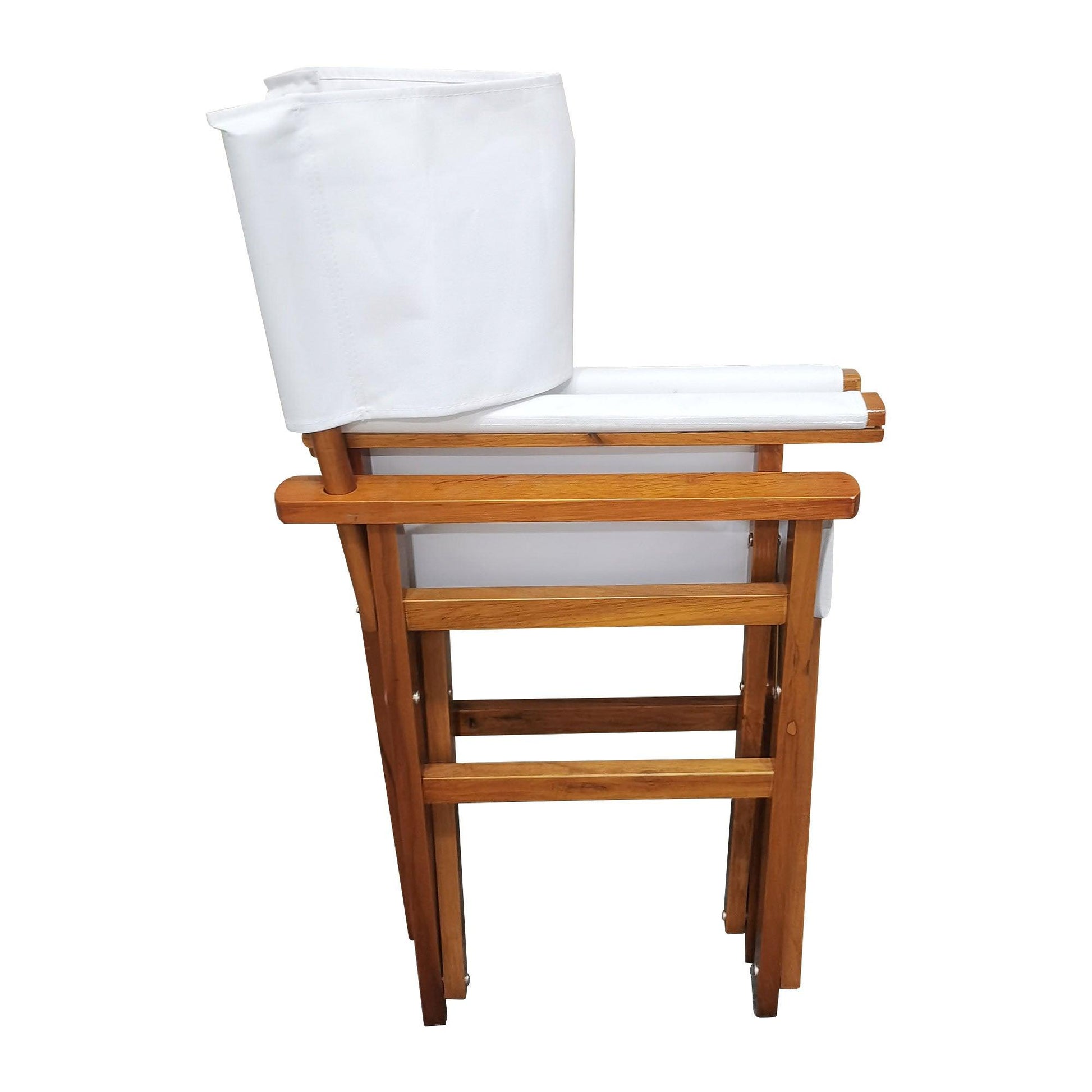 Folding Chair Wooden Director Chair Canvas Folding Chair Folding Chair 2pcs/set populus + Canvas (Color : White) - FurniFindUSA