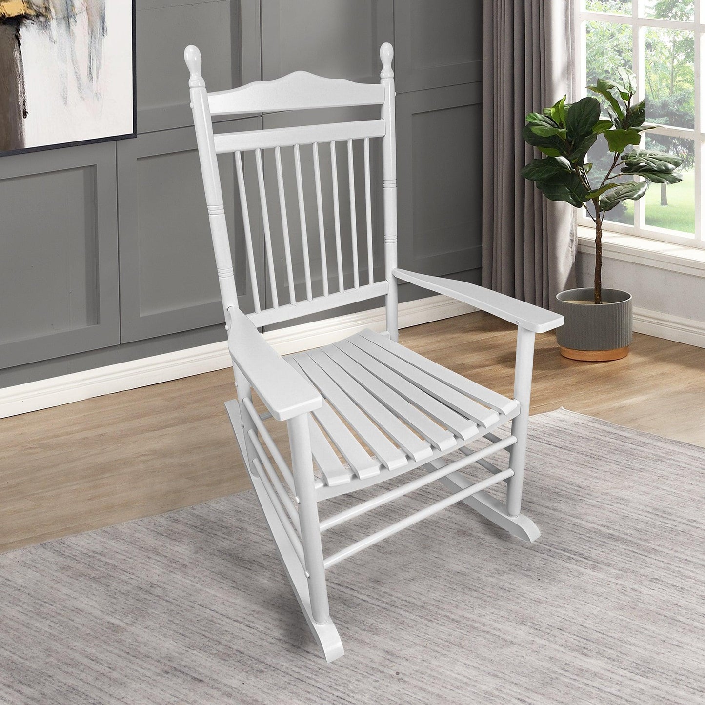 BALCONY PORCH ADULT ROCKING CHAIR - WHITE - FurniFindUSA