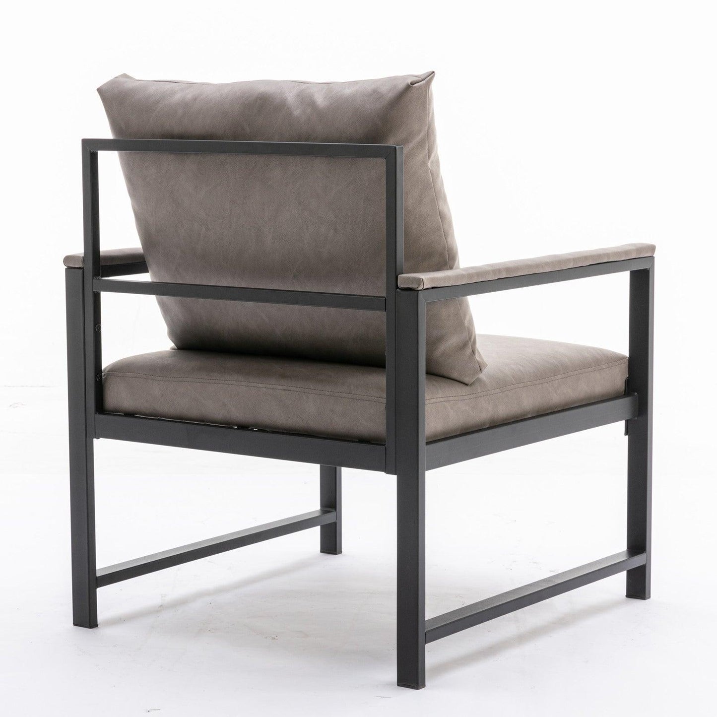 A&A Furniture Modern Faux Leather Accent Chair with Black Powder Coated Metal Frame Gray - FurniFindUSA