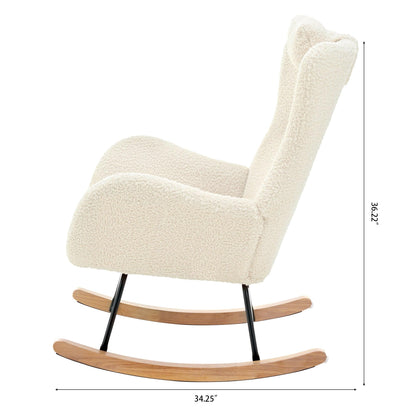 Rocking Chair - with rubber leg and cashmere fabric suitable for living room and bedroom - FurniFindUSA