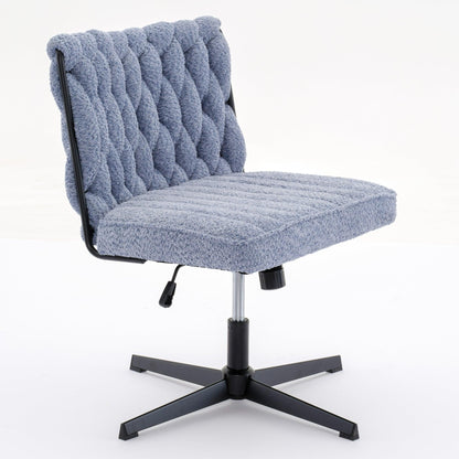 Armless Office Desk Chair No Wheels BLUE - FurniFindUSA