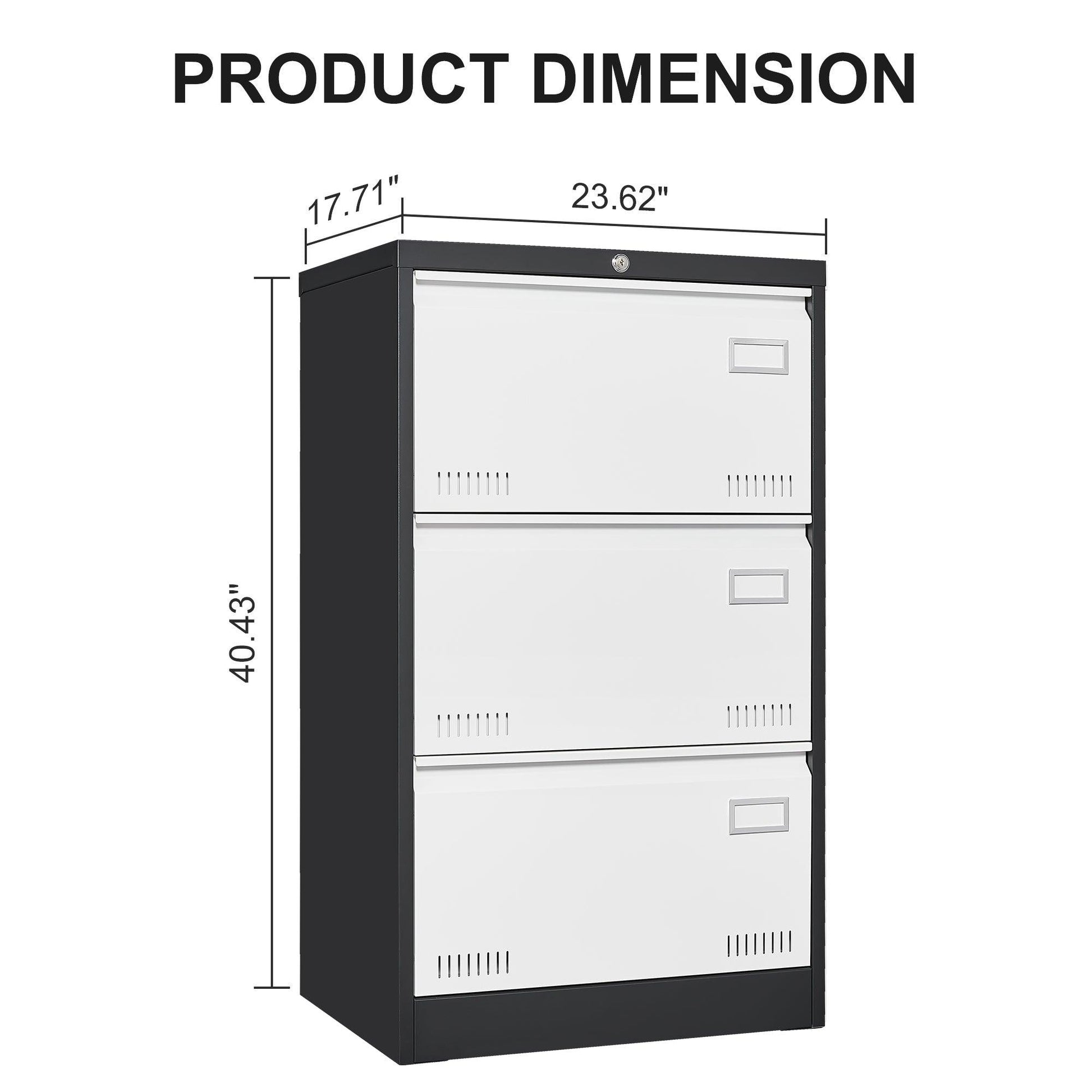 3 Drawer Metal Lateral File Cabinet with Lock Office Vertical Files Cabinet for Home Office - FurniFindUSA