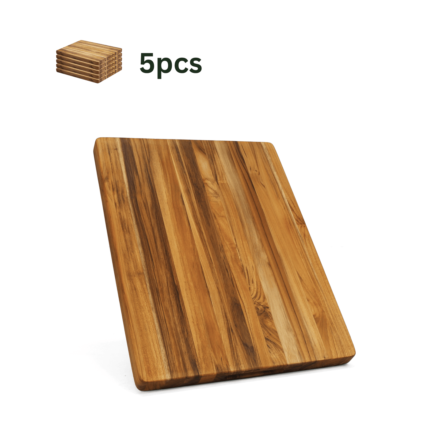 Teak Cutting Board Natural + Solid Wood + 5 Pieces 18 INCH, Pack of 5 Pieces - FurniFindUSA