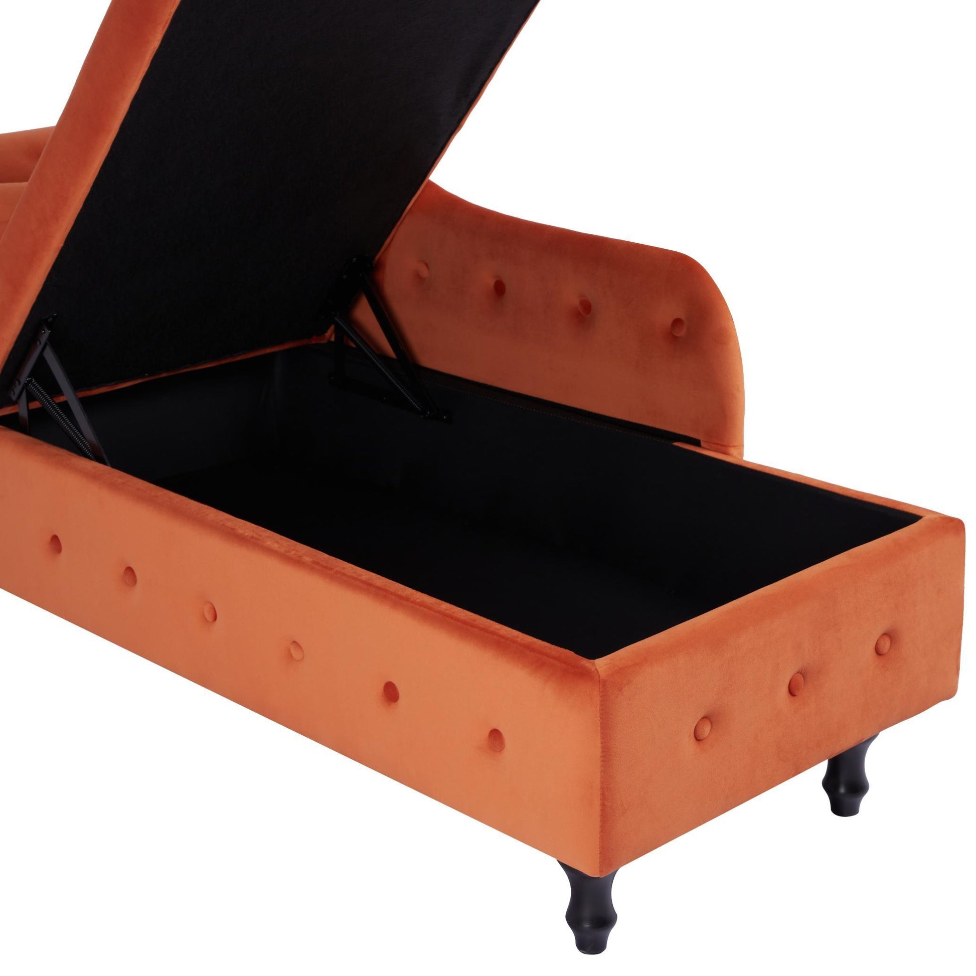 Velvet Ottoman with Storage, Storage Ottoman Bench with Safety Hinge, - FurniFindUSA