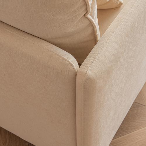 Modern fabric accent armchair, upholstered single sofa chair,Beige Cotton Linen-30.7'' - FurniFindUSA