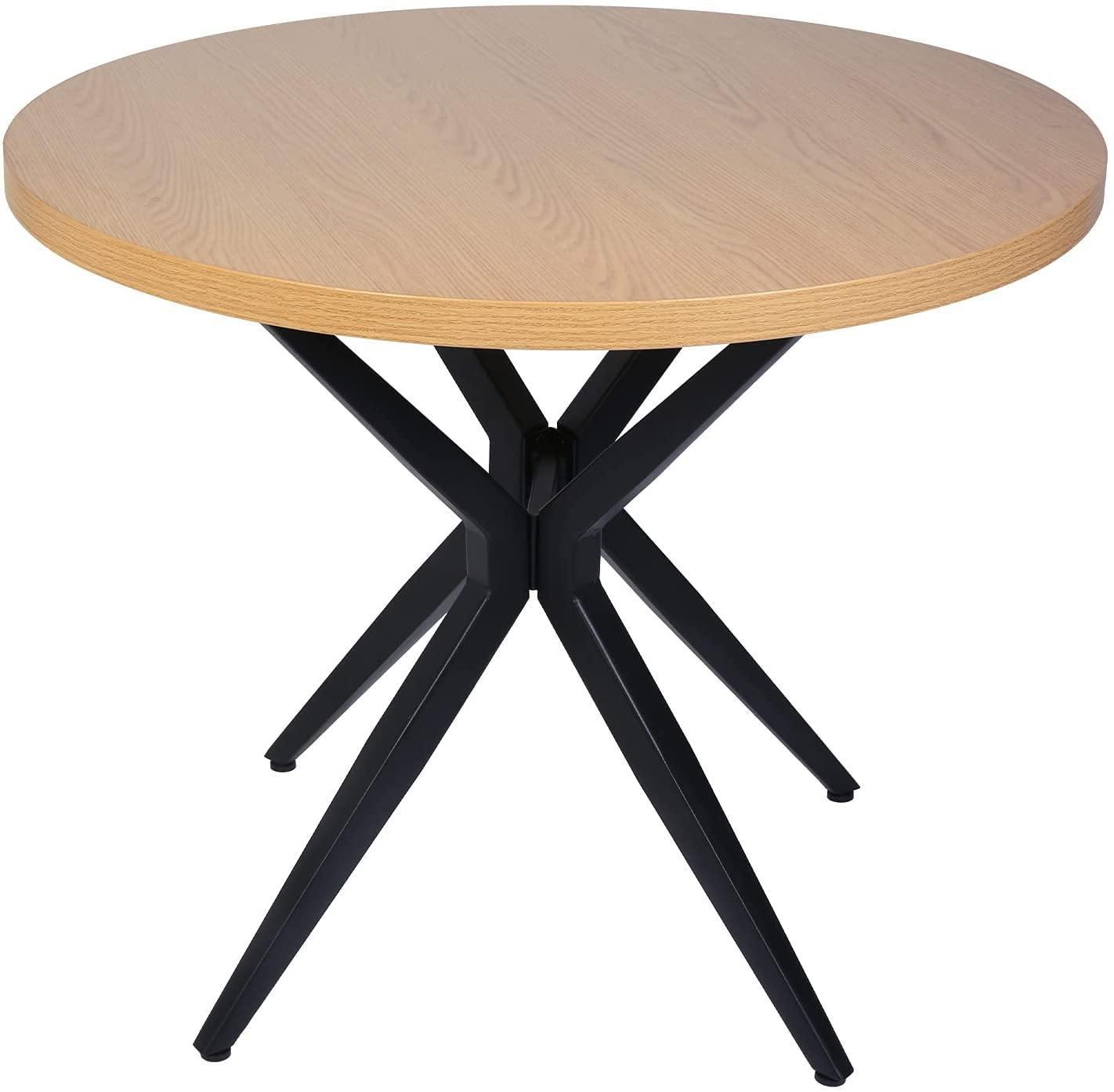 36" Round Dining Table Mid Century Modern Dining Table with Solid Metal Legs for Cafe/Bar, Kitchen, - FurniFindUSA