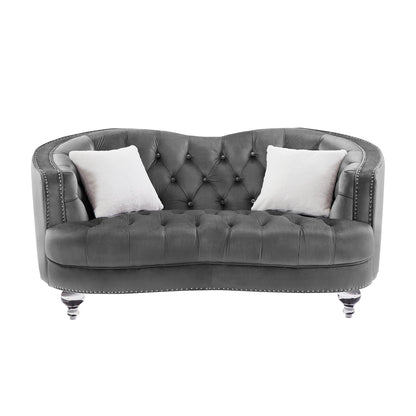 Luxury Crystal Feet Tufted 2P Sofa