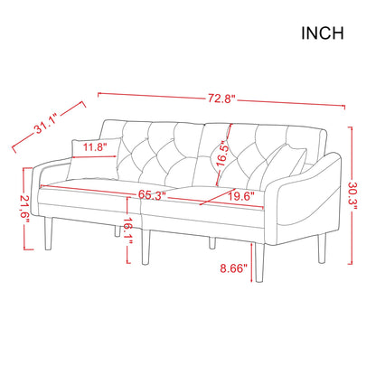 FUTON SOFA SLEEPER VELVET WITH 2 PILLOWS