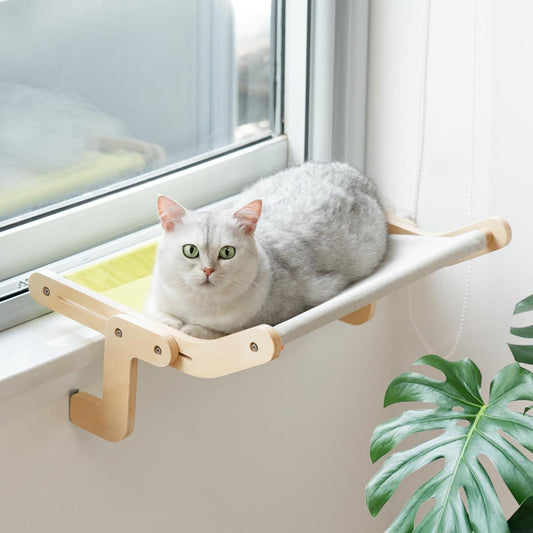 MEWOOFUN Cat Hammock Radiator Dual-use Cat Window Hammock for Indoor Cats, Adjustable Wood Cat Radiator Beds Cat Window Beds Holds Up 18kg, 47x40cm Y - FurniFindUSA