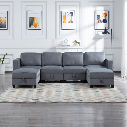 116” Square Arm Sectional Sofa