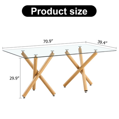 Large Modern Minimalist Rectangular Glass Dining Table for 6-8 - FurniFindUSA