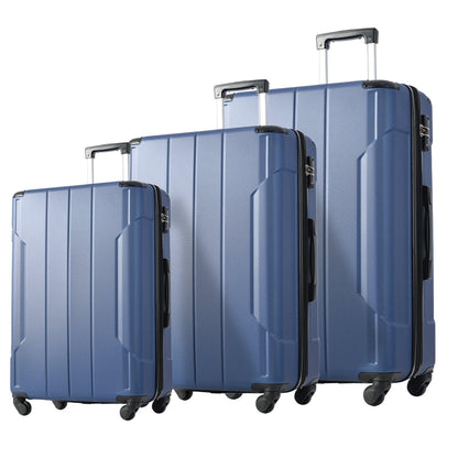 Hardshell Luggage Sets 3 Pcs Spinner Suitcase with TSA Lock Lightweight 20''24''28'' Blue + ABS - FurniFindUSA