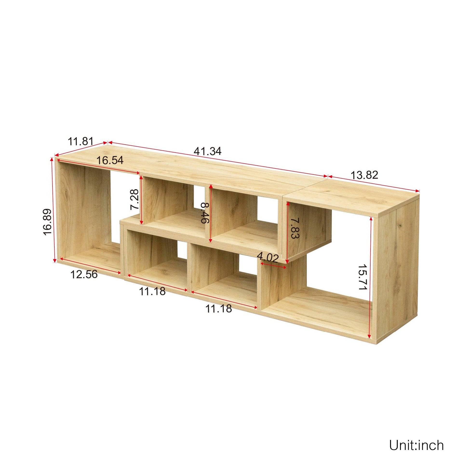 Double L-Shaped Oak TV Stand Display Shelf Bookcase for Home Furniture OAK - FurniFindUSA