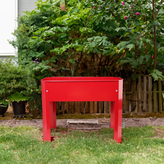 Elevated garden bed.metal elevated outdoor flowerpot box.suitable for backyard and terrace.large flowerpot. Red x 2 - FurniFindUSA