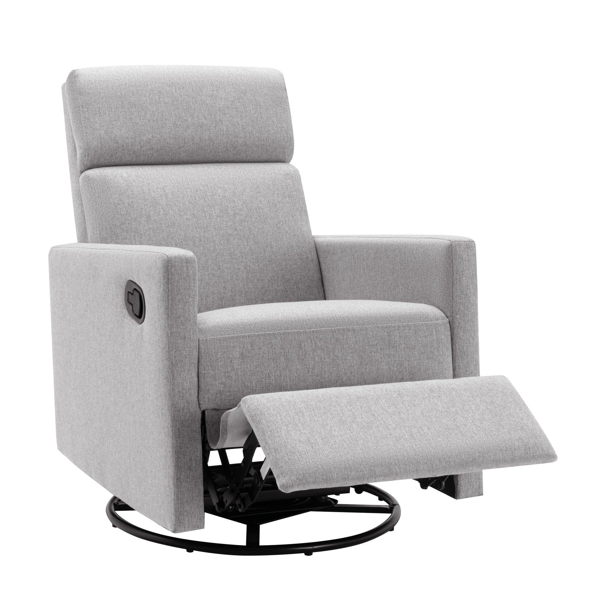 Modern Upholstered Rocker Nursery Chair Plush Seating Glider Swivel Recliner Chair Gray - FurniFindUSA