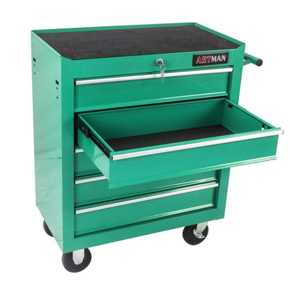 5 DRAWERS MULTIFUNCTIONAL TOOL CART WITH WHEELS-GREEN - FurniFindUSA