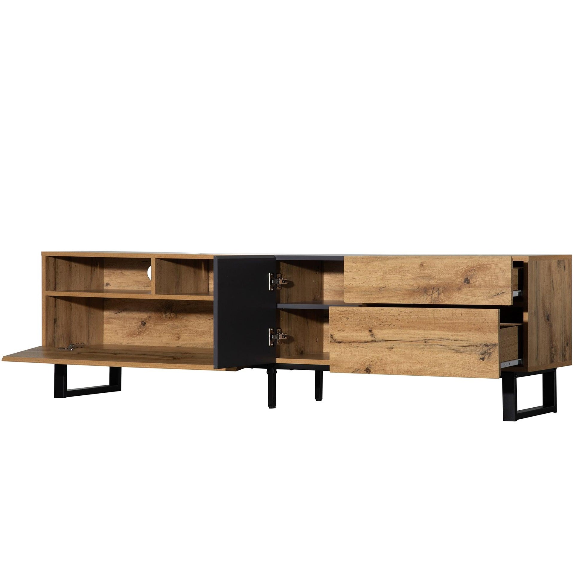 Modern TV Stand for 80'' TV with Double Storage Space - FurniFindUSA