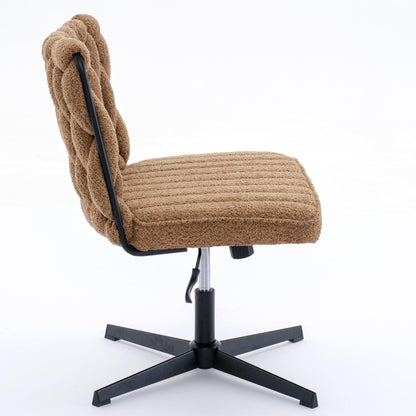 Armless Office Desk Chair No Wheels BROWN - FurniFindUSA