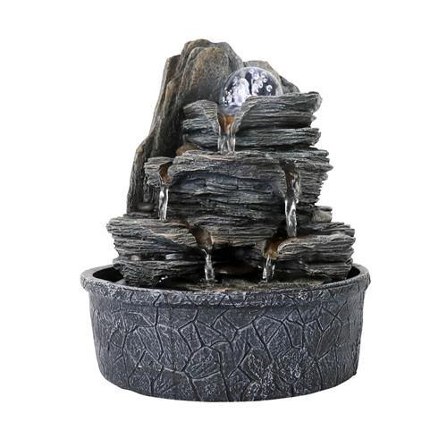 9.8inches Indoor Tabletop Fountain Cascading Fountain with Led Light & Crystal Ball - FurniFindUSA