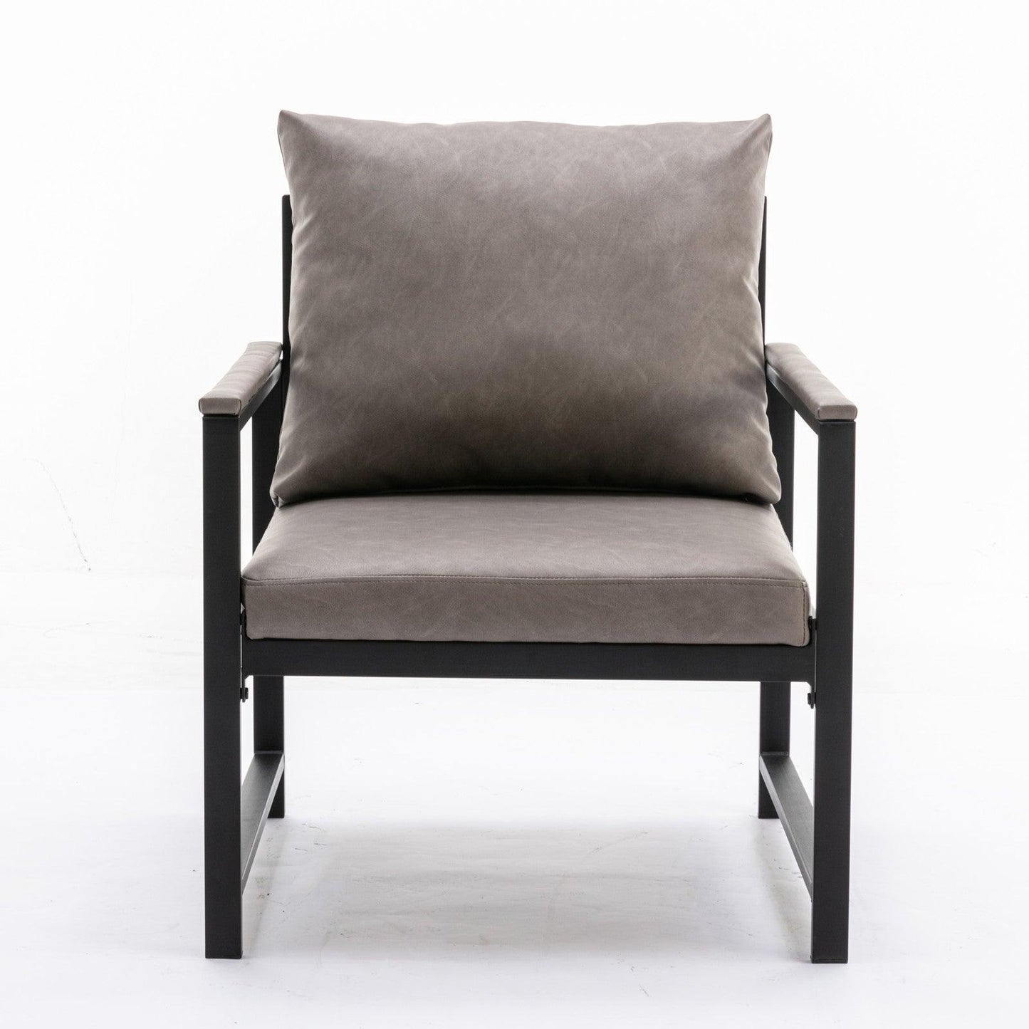 A&A Furniture Modern Faux Leather Accent Chair with Black Powder Coated Metal Frame Gray - FurniFindUSA