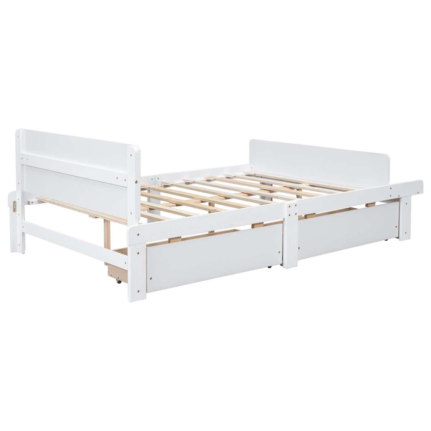 Full Bed with Footboard Bench 2 drawers White - FurniFindUSA