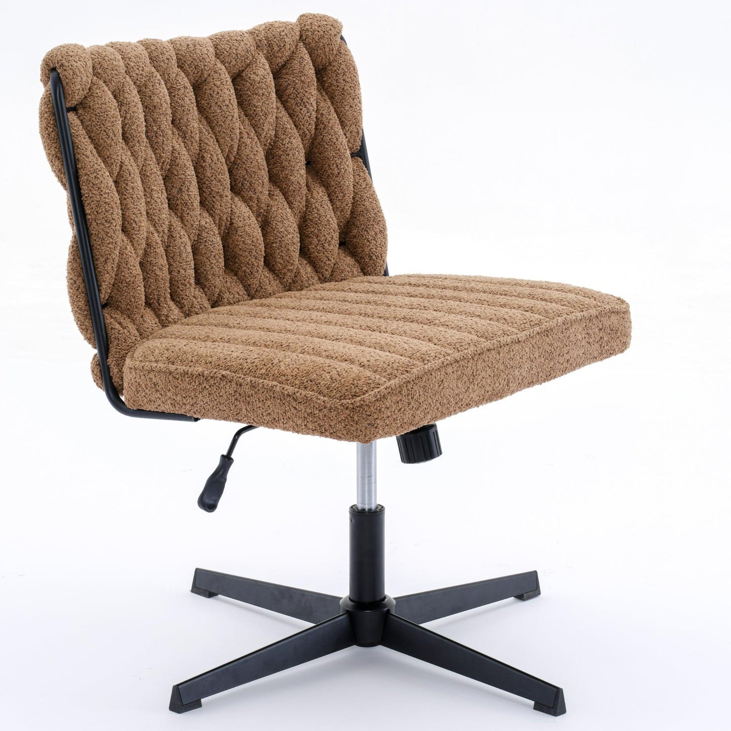 Armless Office Desk Chair No Wheels BROWN - FurniFindUSA