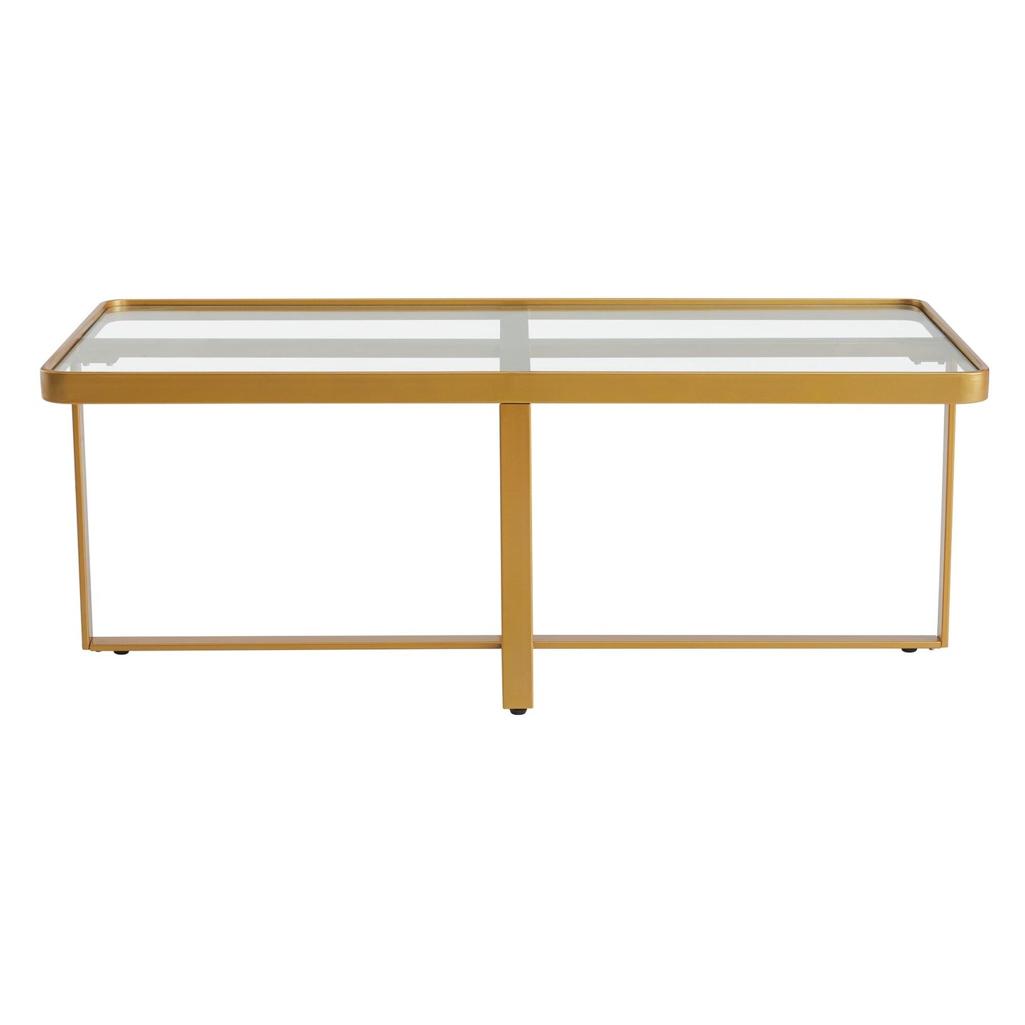 Minimalism rectangle coffee table,Golden metal frame with tempered glass tabletop